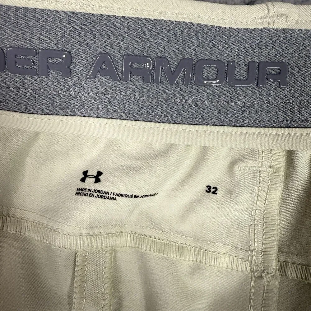Under Armour Golf Shorts Mens 32 Beige UA Drive Deuces Performance Stretch Grip